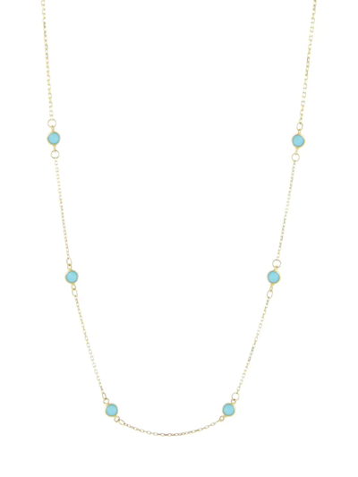 Shop Saks Fifth Avenue Women's 14k Yellow Gold & Turquoise Station Necklace