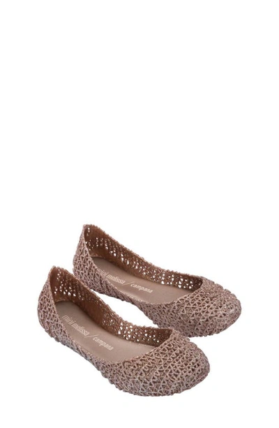 Shop Mini Melissa Campana Zigzag Flat In Pink Metallic