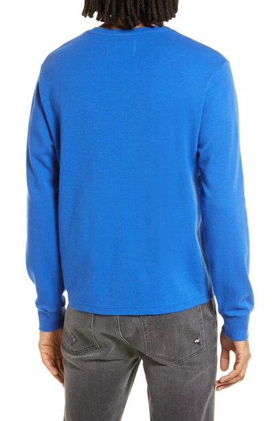 Shop Frame Duo Fold Long Sleeve Cotton Crew T-shirt In Reflex Blue