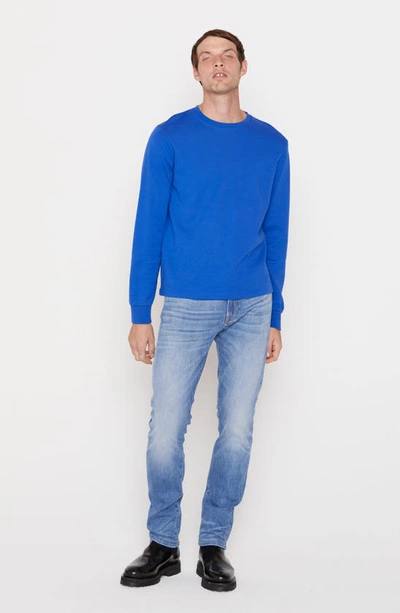 Shop Frame Duo Fold Long Sleeve Cotton Crew T-shirt In Reflex Blue