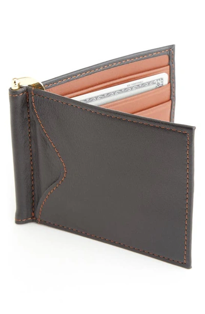 Shop Royce New York Rfid Leather Money Clip Card Case In Black/ Tan