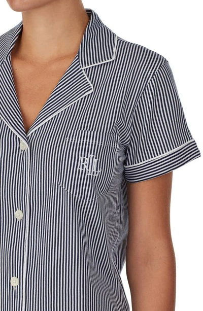 Shop Lauren Ralph Lauren Print Short Pajamas In Blue Stripe