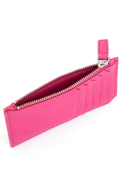 Shop Royce New York Zip Leather Card Case In Bright Pink