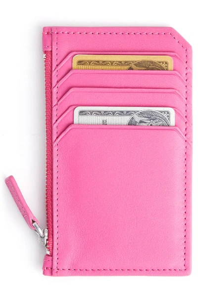 Shop Royce New York Zip Leather Card Case In Bright Pink
