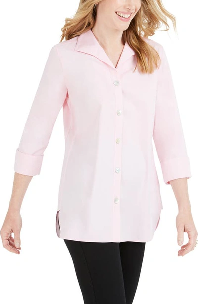 Shop Foxcroft Pandora Non-iron Cotton Shirt In Chambray Pink