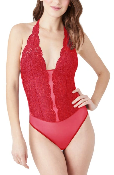 Shop B.tempt'd By Wacoal Ciao Bella Lace Bodysuit In Crimson Red