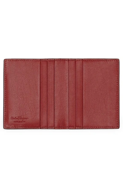 Shop Ferragamo Revival Gancio Leather Card Case In Nero Red