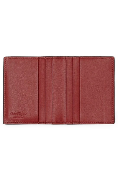 Ferragamo Revival Gancio Leather Card Case In Nero Red