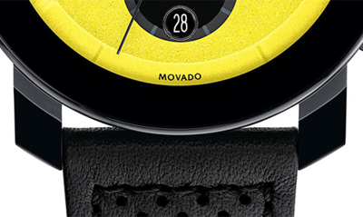 Shop Movado Bold Tr90 Chronograph Leather Strap Watch, 43.5mm In Yellow