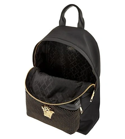 Shop Versace Swarovski Studded Medusa Backpack In Black / Gold