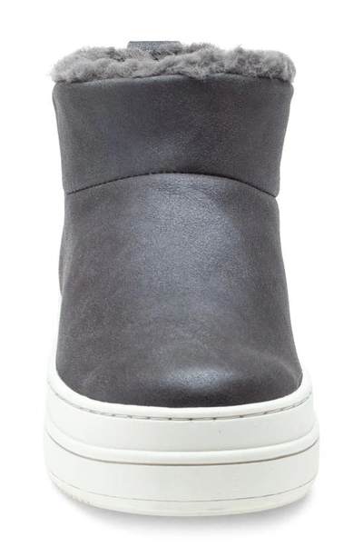 Shop Jslides Nia Faux Fur Bootie In Dark Grey Suede