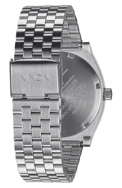 Shop Nixon 'the Time Teller' Stainless Steel Bracelet Watch, 37mm In Black/ Silver