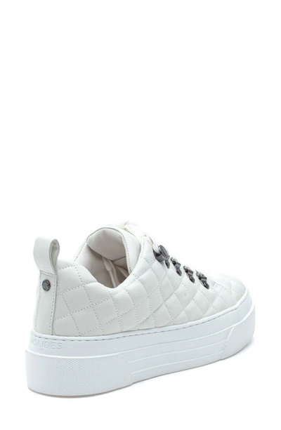 Shop Jslides Aimee Quilted Platform Sneaker In White Leather Whlw5