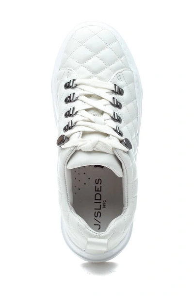 Shop Jslides Aimee Quilted Platform Sneaker In White Leather Whlw5