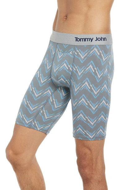 Shop Tommy John Cool Cotton 8-inch Boxer Briefs In Textured Chevron Char Heat