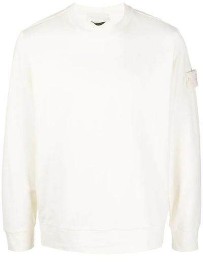 Shop Stone Island White Cotton Sweatshirt