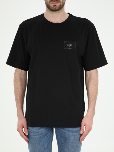 Shop Fendi Black T-shirt With Logo