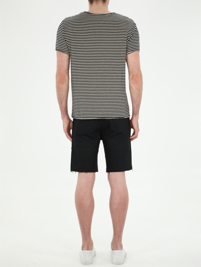 Shop Saint Laurent Striped T-shirt In Black
