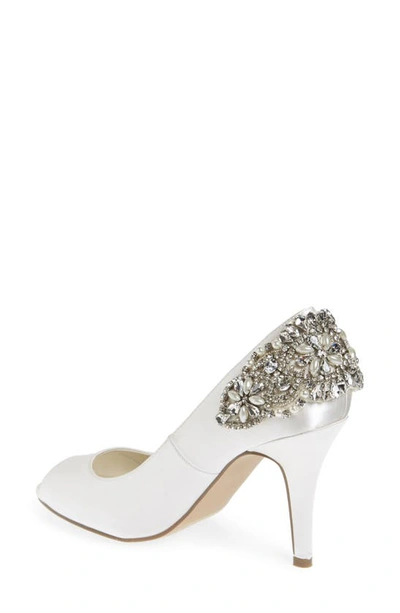 Shop Paradox London Pink Cynthia Embellished Pump In Ivory Satin