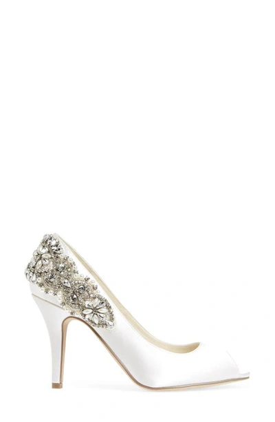 Shop Paradox London Pink Cynthia Embellished Pump In Ivory Satin