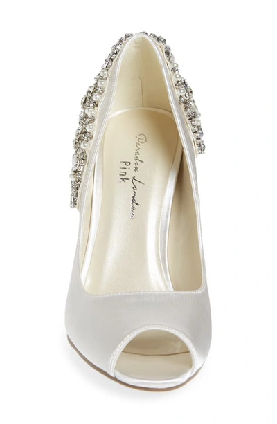 Shop Paradox London Pink Cynthia Embellished Pump In Ivory Satin