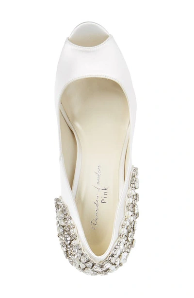 Shop Paradox London Pink Cynthia Embellished Pump In Ivory Satin