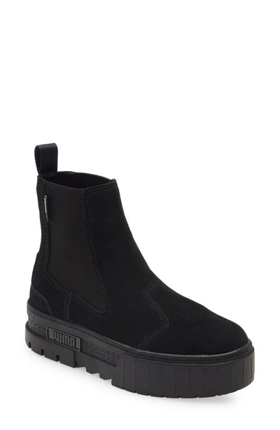 Shop Puma Mayze Infuse Platform Chelsea Boot In  Black