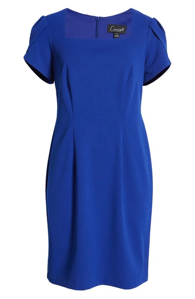 Shop Connected Apparel Petal Sleeve Sheath Dress In Cobalt