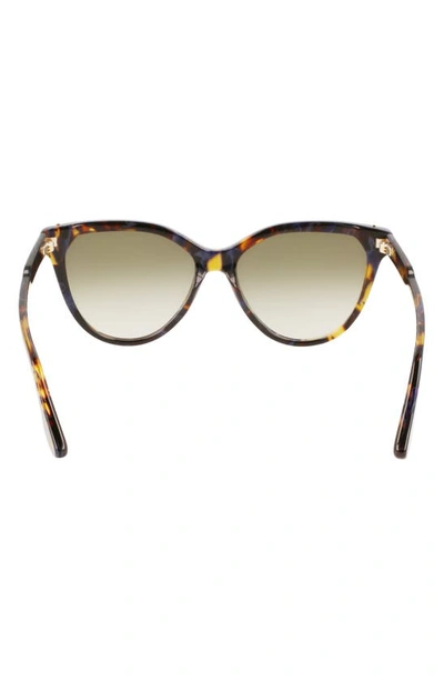 Victoria Beckham Guilloché 57mm Gradient Cat Eye Sunglasses In Havana Blue