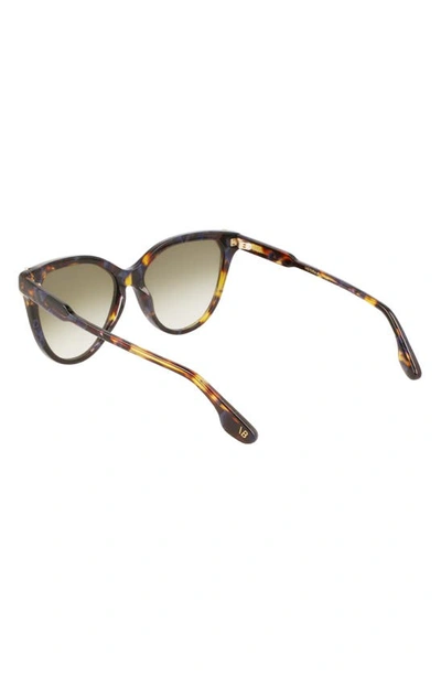 Victoria Beckham Guilloché 57mm Gradient Cat Eye Sunglasses In Havana Blue