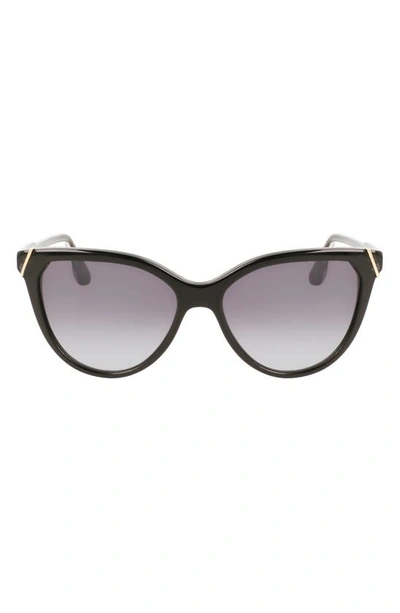 Shop Victoria Beckham Guilloché 57mm Gradient Cat Eye Sunglasses In Black