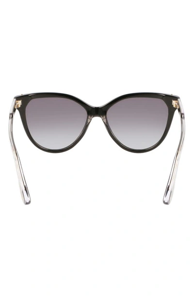 Shop Victoria Beckham Guilloché 57mm Gradient Cat Eye Sunglasses In Black