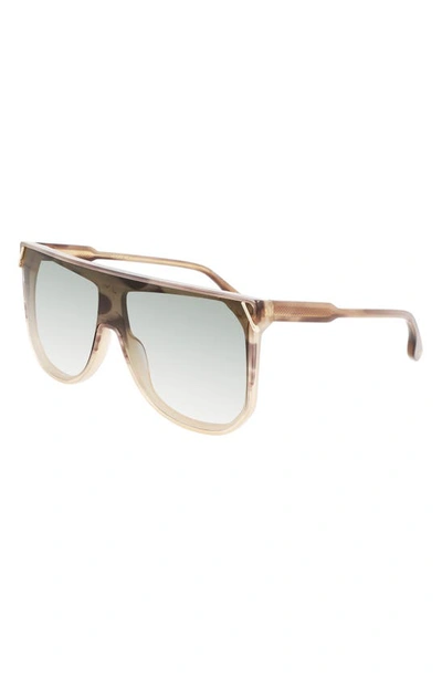 Shop Victoria Beckham Guilloché 53mm Gradient Shield Sunglasses In Striped Brown