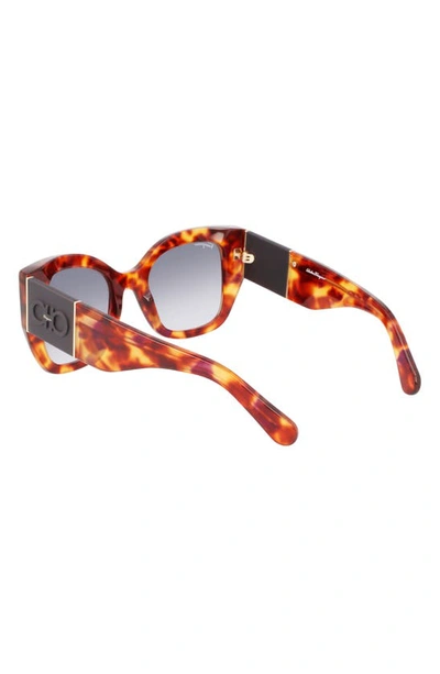 Shop Ferragamo Gancini 51mm Gradient Modified Rectangular Sunglasses In Red Tortoise