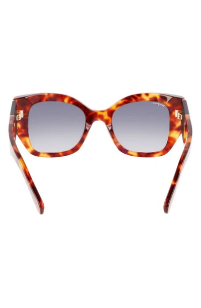 Shop Ferragamo Gancini 51mm Gradient Modified Rectangular Sunglasses In Red Tortoise