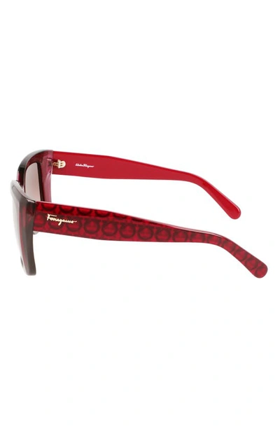 Shop Ferragamo Gancini 55mm Gradient Rectangular Sunglasses In Transparent Cyclamen
