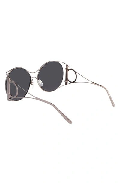 Shop Ferragamo Gancini 62mm Oval Sunglasses In Dark Ruthenium