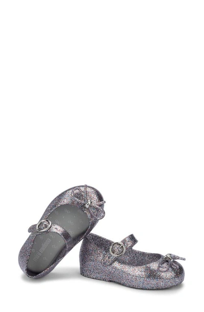 Mini Melissa Little Girl's Mini Sweet Love Mary Jane Flats In Silver Glitter