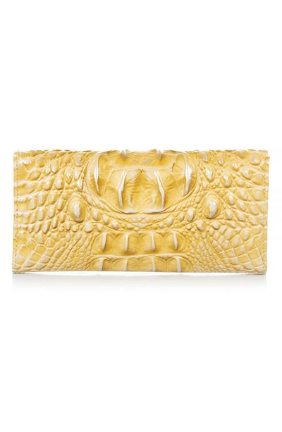 Shop Brahmin Veronica Melbourne Croc Embossed Leather Envelope Wallet In Butter