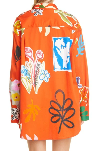 Shop Monse Floral Oversize Cotton Poplin Shirt In Poppy Floral