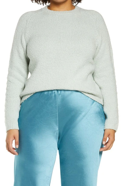 Shop Vince Pebbled Organic Cotton Blend Crewneck Sweater In Mint