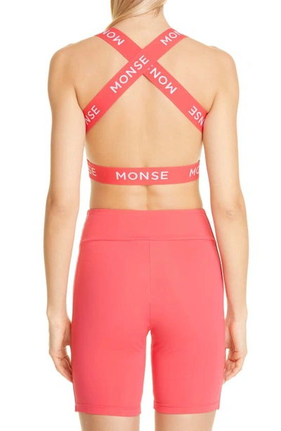 Shop Monse Halter Sports Crop Top In Raspberry