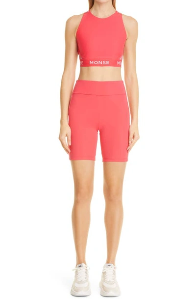 Shop Monse Halter Sports Crop Top In Raspberry