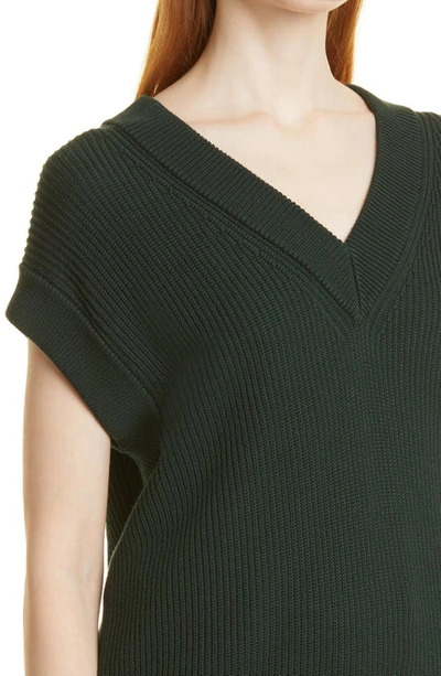 Shop Hugo Boss Felgica V-neck Ribbed Cotton & Silk T-shirt In Open Grn