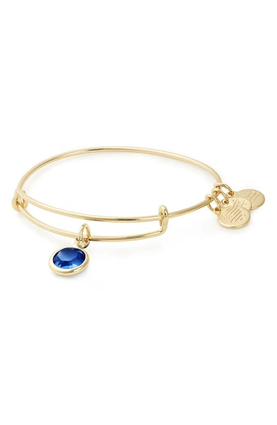 Shop Alex And Ani Color Code Adjustable Wire Bangle In September - Sapphire/ Gold