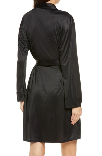 Shop Natori Enchant Charmeuse Robe In Black
