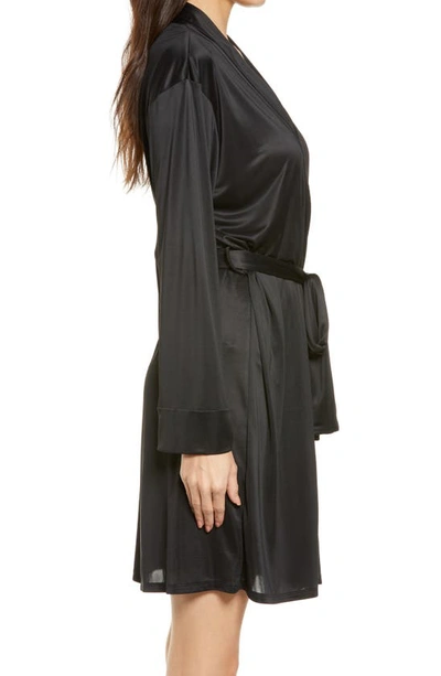 Natori Aphrodite Satin Long Robe In Black
