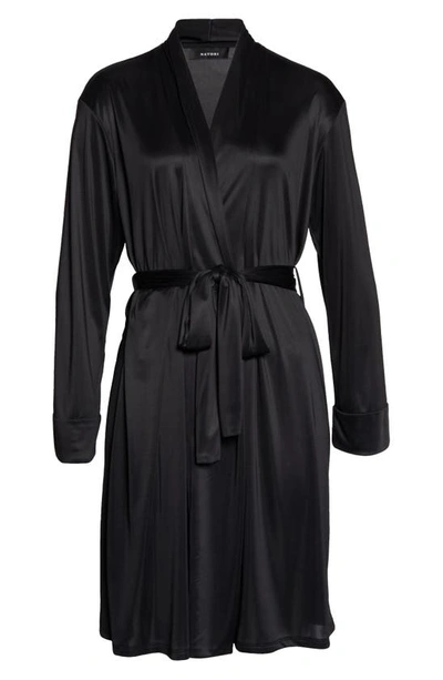 Natori Aphrodite Satin Long Robe In Black