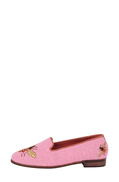Bypaige Needlepoint Bee Flat In Bee On Shrimp Pink