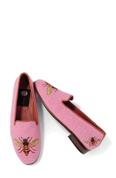 Bypaige Needlepoint Bee Flat In Bee On Shrimp Pink